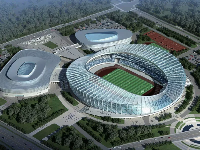 Färdigtillverkad stålkonstruktion för Sports Centre Complex
