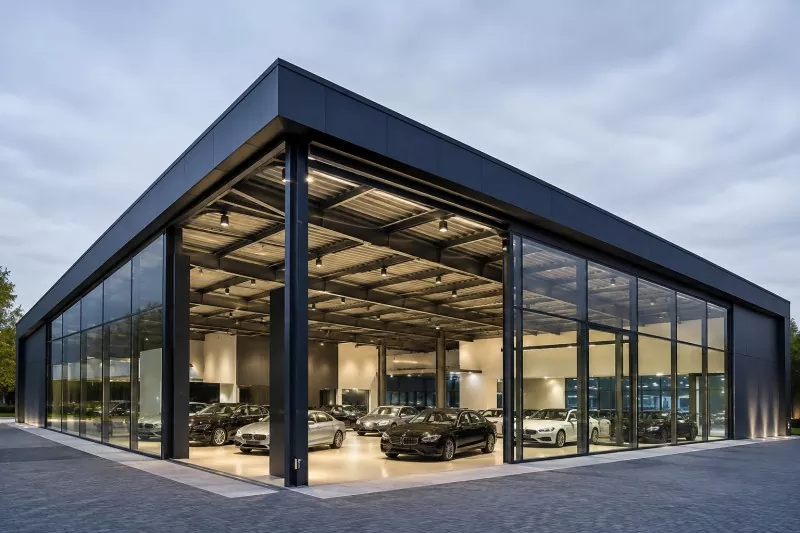Stålram Bil Showroom Construction