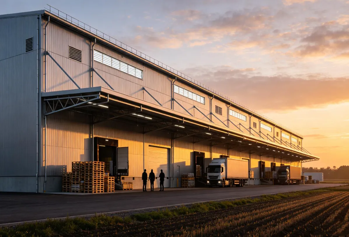 Stålkonstruktion jordbruksprodukt logistik center konstruktion